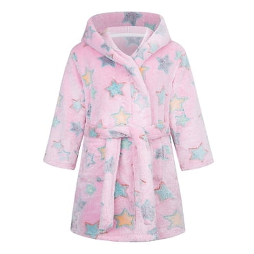 Kids Robes for Girls Pentagram Print Flannel Warm Bathrobe Robes for Girls Daily Bath