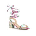 thumbnail image 1 of BLISSFUL STEP Women's Open Toe Block Mid Heeled Lace Up Sandals, 1 of 7
