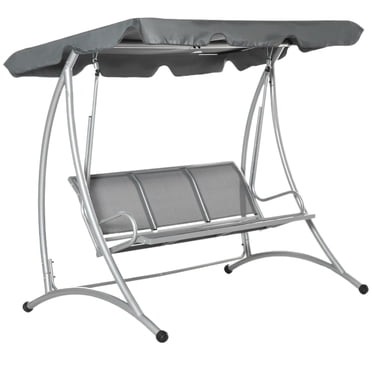 Outsunny 3 Person Patio Swing Seats with Adjustable Canopy, Dark Grey