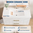 thumbnail image 4 of Modern Floating Bathroom Vanity Set – 36 Inch Wall Mounted Cabinet with 2 Large Soft-Close Drawers, Gold Handles, Ceramic basin, Easy Assembly – White, 36 inches, 4 of 6