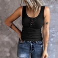 thumbnail image 2 of MIASHUI Women Sleeveless Tanks Top Casual Round Neck Splice Button Basic Tops,Black,M, 2 of 5