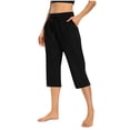 thumbnail image 1 of Plebaso Capri Pants for Women Drawstring Cropped Wide Leg Pants Lightweight Lounge Yoga Capris with Pockets, 1 of 7
