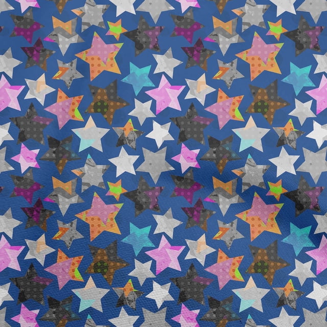 oneOone Cotton Silk Medium Blue Fabric Galaxy Sewing Craft Projects Fabric Prints By Yard 42 Inch Wide