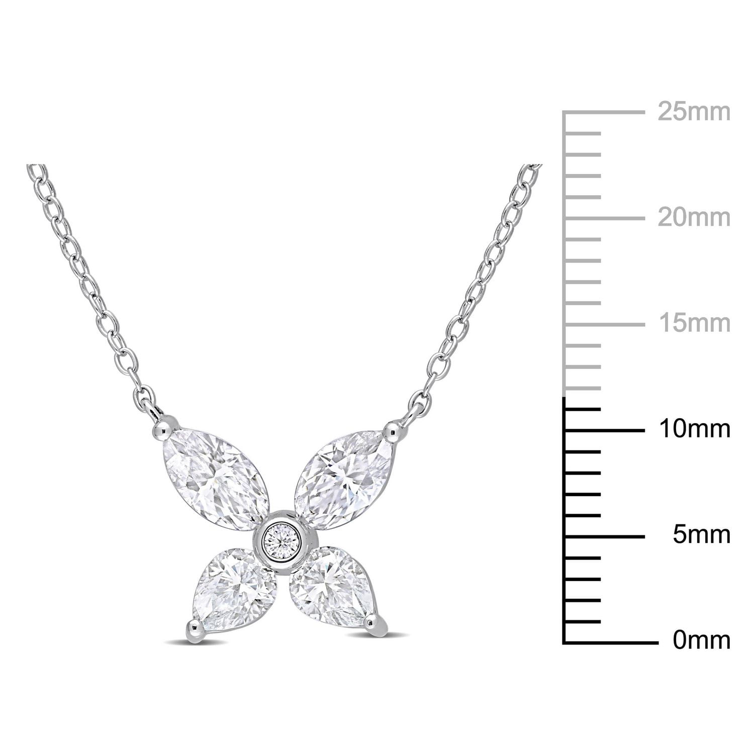 Miabella 2 Carat T.G.W. Created Moissanite Sterling Silver Flower Necklace