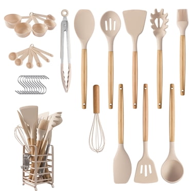 Hecef Ensemble de 32 Ustensiles de Cuisine, Outils de Cuisine en Silicone Alimentaire avec Support