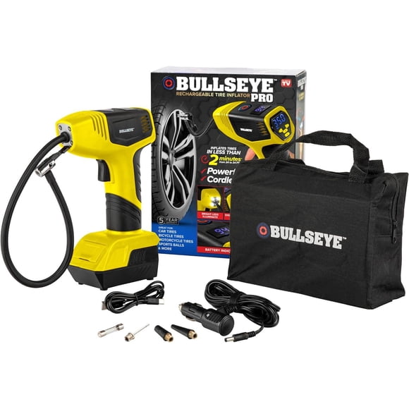 Bullseye Pro – manomètre numérique de pression des pneus, pompe à air 150 PSI avec écran d'affichage de jauge, jaune, Comme vu à la télé