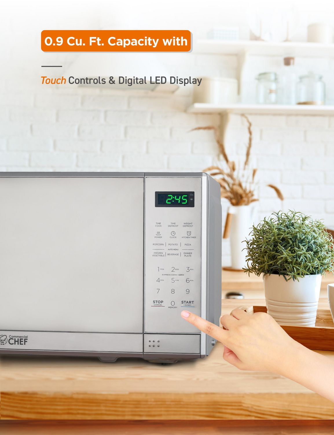 Micro-ondes Commercial Chef de 0,7 pi³ avec 10 niveaux de puissance, micro-ondes de 700 W avec affichage numérique, micro-ondes de comptoir