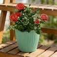 thumbnail image 4 of Weloille Corrugated Round Planter Pot 1 Piece Large Size, Drainage Hole Plant Container, Stylish Home Garden Flower Pot, Suitable for Balcony, Patio, Succulent and Bonsai Planting, 4 of 6