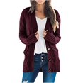 thumbnail image 1 of Cardigan Sweaters for Women Womens Long Sleeve Cable Knit Cardigan Sweaters Open Front Solid Fall Outwear with Pockets, 1 of 8