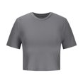 thumbnail image 4 of Yuyuzo Hauts de Sortie pour Femmes T-Shirts à Manches Courtes Col Rond Crop Top Décontracté Coupe Ajustée Basique, 4 of 6