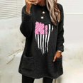 thumbnail image 1 of Jsaierl T-Shirts Cancer du Sein pour Femmes Hiver Longs Hauts en Polaire Duveteuse Mode Graphique Blouses Chaudes Manches Longues Col Rond Pull avec Poches, 1 of 4
