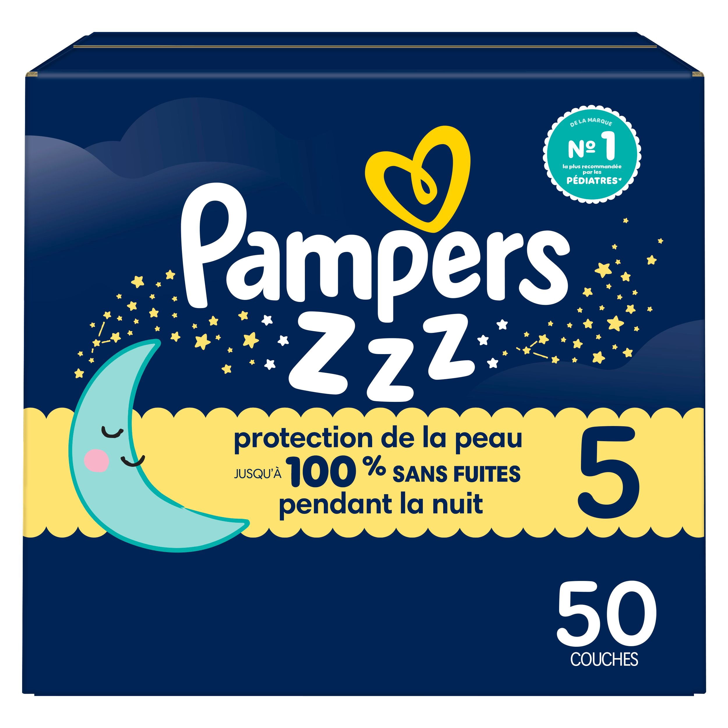 ZZZ Couches de Nuit, Taille 5 (27+ lbs), Couche pour Bébé Jetable à Protection de Nuit