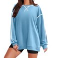 thumbnail image 1 of Penkiiy Chandails à Manches Longues pour Femmes, Col Rond, Fermeture Éclair Latérale, Chandail Tendance Automne 2024, S Bleu, 1 of 7