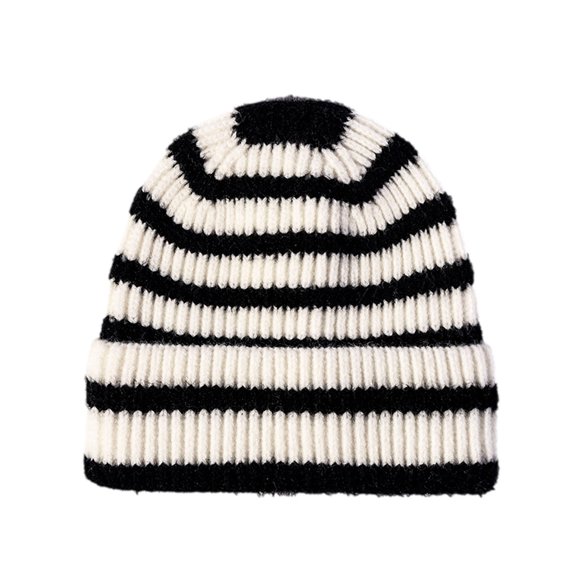 CEHVOM Autumn And Winter Knitted Hats For Men And Women Striped Curled Edgeless Cold Hat Women's Outdoor Warmth Thick Woolen Hat