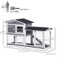 thumbnail image 3 of PawHut 2-tier Wooden Rabbit Hutch w/ Ramp and Outdoor Run, Grey, 3 of 10