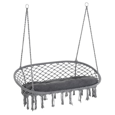 Outsunny Hanging Hammock Chair 2 Seat, Hammock Swing Chair Dark Grey