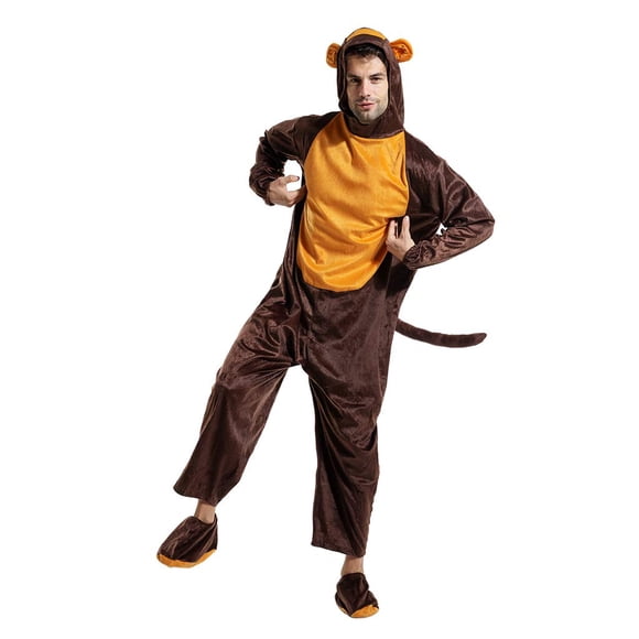 ReneeCho Adult Monkey Costume Men's Animal Halloween Costume Animal Jumpsuit Cartoon Pajama