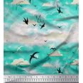 thumbnail image 1 of Soimoi Rayon Fabric Clouds & Flying Swift Bird Fabric Prints By Yard 56 Inch Wide, 1 of 3
