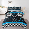 thumbnail image 2 of Erosebridal Checkered Flag Bedding Sets Twin with Comforter, Racing Car Duvet Insert, Geometric Honeycomb Decor, Lightweight 2pcs, 2 of 8