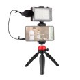 thumbnail image 1 of Amdohai Portable Smartphone Video Kit Phone Video Rig with LED Fill Light 5500K/3200K + Cardioid Microphone + Adjustable Phone Holder + Mini Desktop Ballhead Tripod for Phone Vlog Video Recording Li, 1 of 7