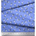 thumbnail image 2 of Soimoi Blue Rayon Fabric Dot & Floral Print Sewing Fabric BTY 56 Inch Wide, 2 of 6