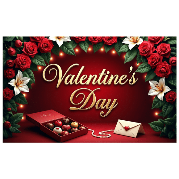 Valentines Day Backdrop Romantic Red Roses Backdrop Banner Event Decor Photography Background Party Decoration Elegant Floral Celebration Display