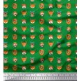 thumbnail image 1 of Soimoi Green polyester Crepe Fabric Dog Face Cartoon Printed Craft Fabric by the Yard 42 Inch Wide, 1 of 3