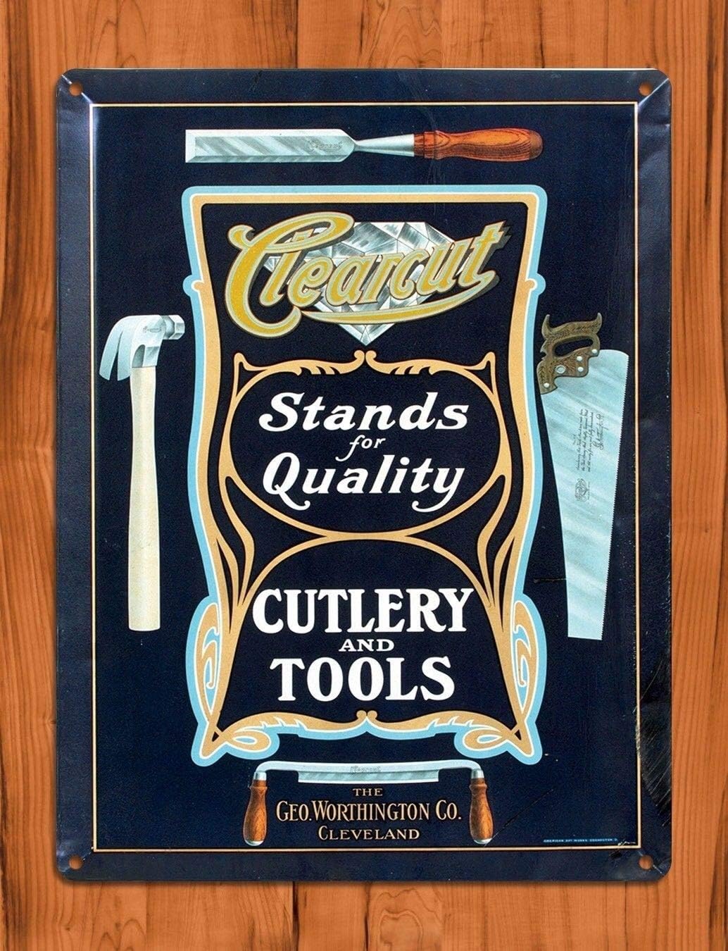 ORUYROP Tin Sign Clearcut Cutlery Kitchen Ad Restaurant Rustic Wall Decor TIN Sign 7.8X11.8 INCH
