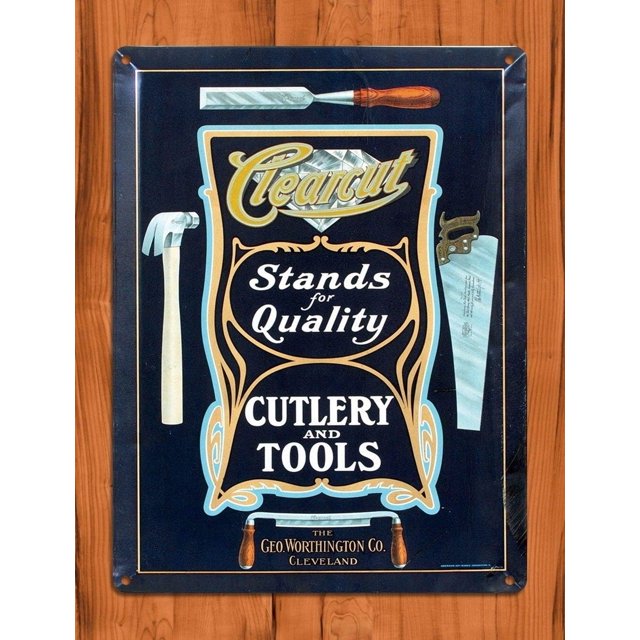 ORUYROP Tin Sign Clearcut Cutlery Kitchen Ad Restaurant Rustic Wall Decor TIN Sign 7.8X11.8 INCH