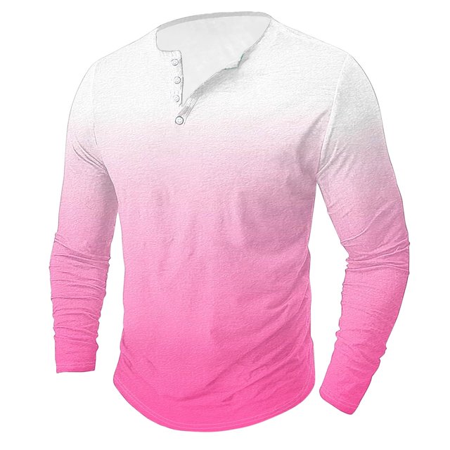 AherBiu Plus Size Mens Long Sleeve Shirts Stretch Athletic Button Shirt Lightweight Comfy Fall Gradient Sports Shirts