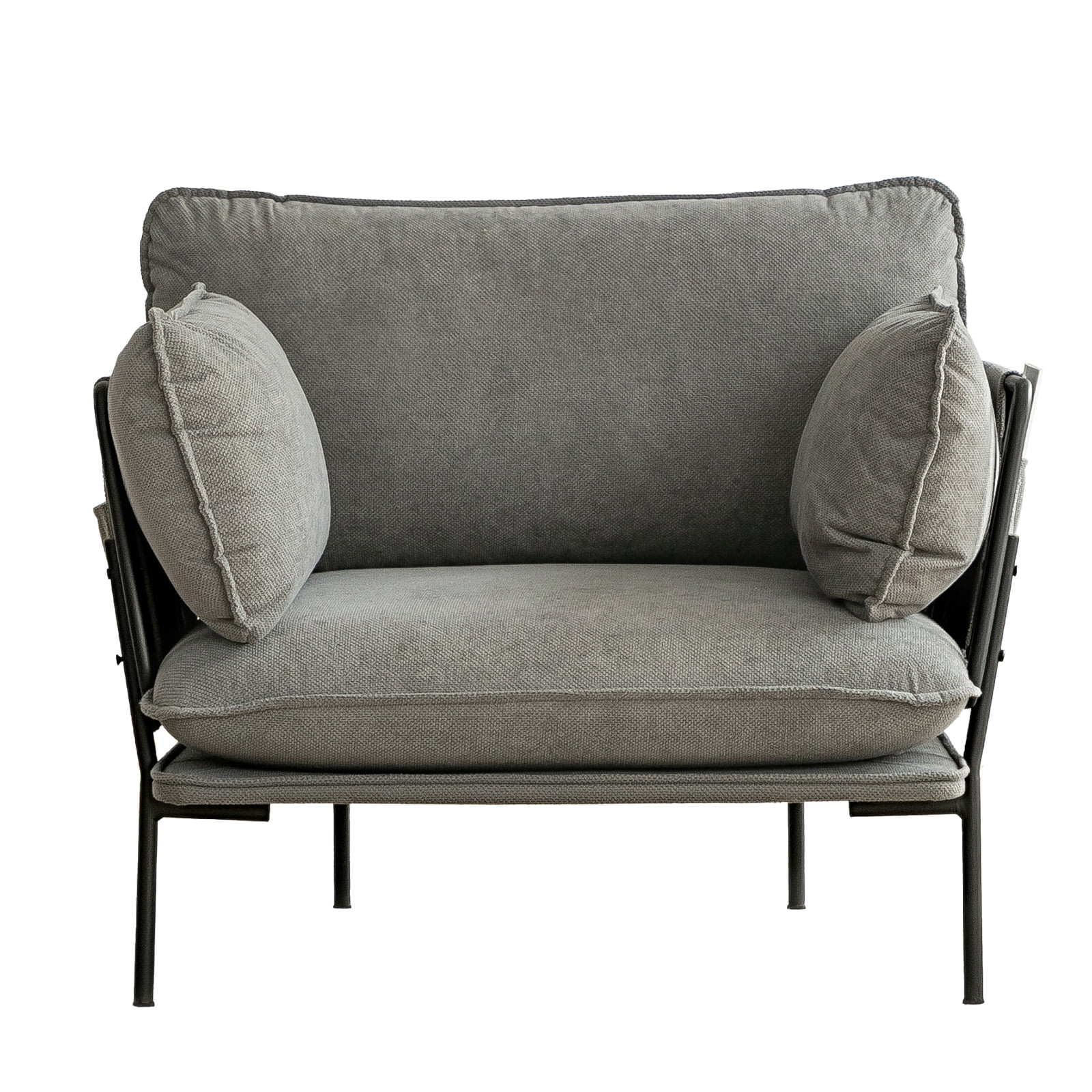 YODOLLA Accent Chair with Side Pocket and Pillow, Upholstered Armchair with Sturdy Metal Frame for Living Room and Bedroom