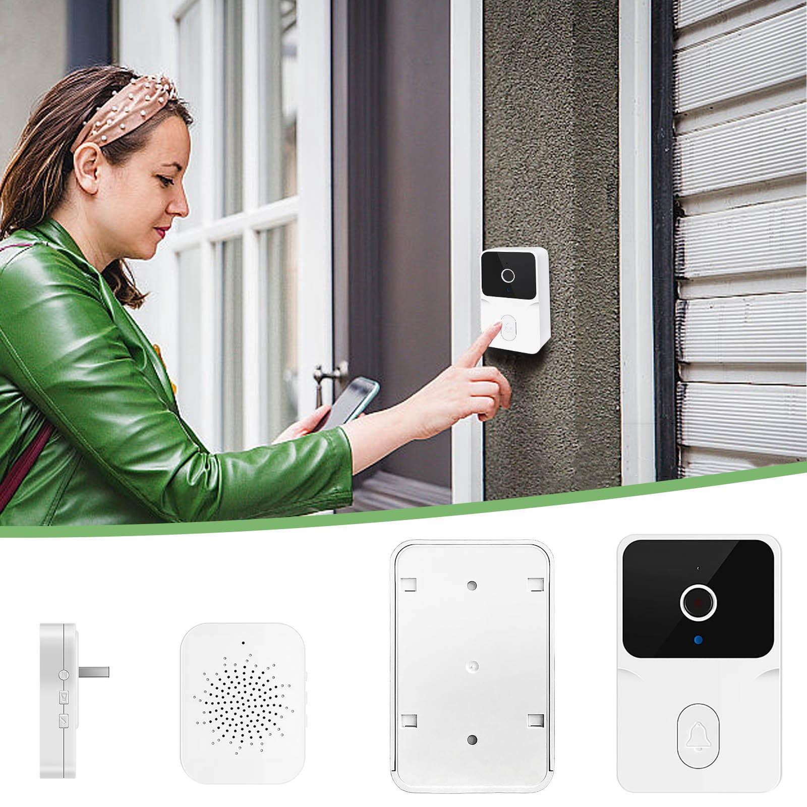 Smart Video Doorbell with Camera | Wifi Wireless Visual Doorbell with Motion Detection | 2-Way Audio Hd Doorbell Camera for Home Security and Monitoring