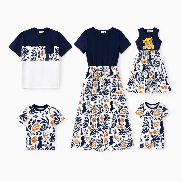 Disney Disney Lion King Family Matching Simba Palm Leaf Pattern Colorblock Dress/Top/Romper