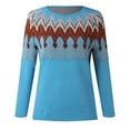thumbnail image 4 of Tiweut Chandails Décontractés pour Femmes Doublés en Polaire Chandail d'Hiver Manches Longues Col Rond Mi-Longueur Blouses Patchwork Bleu Ciel,3TG, 4 of 5