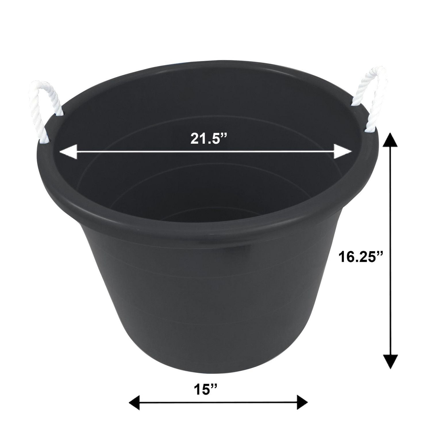 Baignoire à poignée Homz® de 17 gallons avec corde, noir
