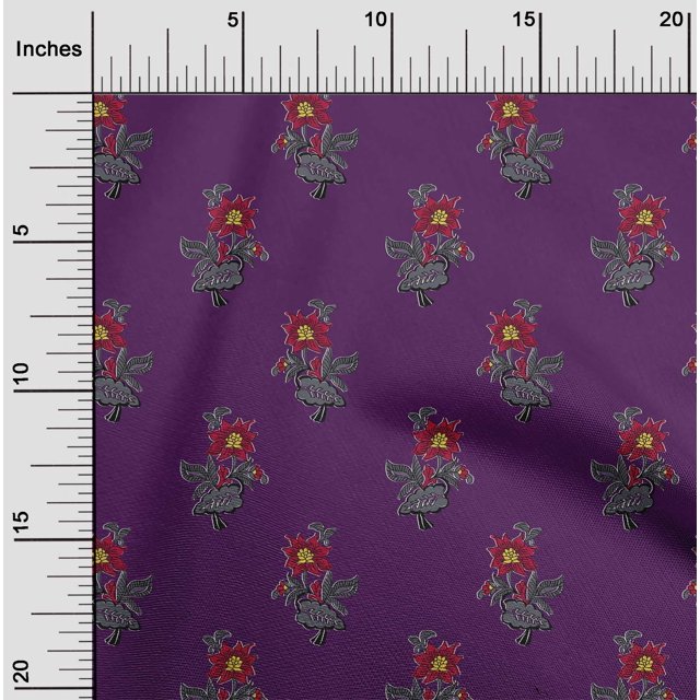 oneOone Cotton Flex Fabric Leaves & Floral Block Decor Fabric Printed BTY 40 Inch Wide