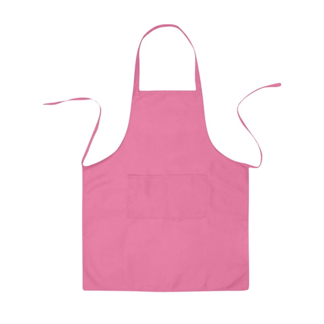 TIMIFIS Apron Kitchen Accessories Apron Waterproof Work Apron Kitchen Western Food Waist Hanging Neck. A pink polyester apron with a hanging neck design, waist ties, and a front pocket. The apron measures approximately 72.5 cm in length and 58 cm in width, offering a durable, dirt-resistant, and easy-to-clean surface. Suitable for kitchen work and various occasions.