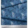 thumbnail image 3 of Soimoi Blue Rayon Fabric Facets Triangle Geometric Print Fabric by The Yard 58 Inch Wide, 3 of 3