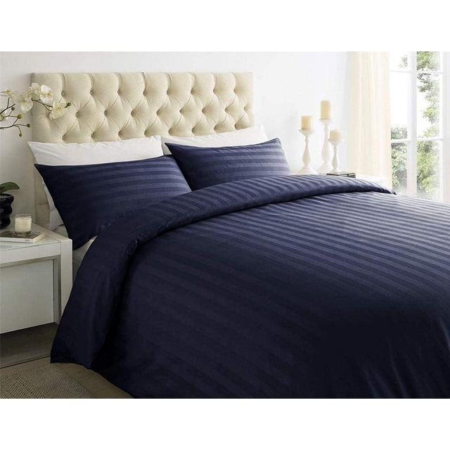 1000 Thread Count 100% Egyptian Cotton 4-Piece Bed Sheet Set (1 Flat, 1 Fitted Sheet, 2 Pillow Covers) 21 Inches Deep Pocket Stripe Pattern