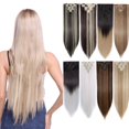 thumbnail image 1 of Straight Full Head Clip in Hair Extensions Synthetic 8 Pieces 18 Clips Hairpiece for Women, 1 of 5