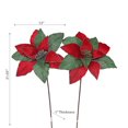 thumbnail image 2 of Christmas Red & Green Poinsettia Long Stem Pick - Ensemble De 6, 2 of 3