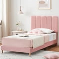 thumbnail image 2 of Easy Assembly Twin Upholstered Bed – Crystal Tufted Headboard with Diamond Buttons, Strong Wood Slats, Noise-Free, No Box Spring Needed – Platform Bed for Girls, 2 of 9