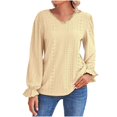 thumbnail image 1 of Birdeem Womens V-Neck Long Sleeved Hollowed Out Lace Patchwork Loose for Women, 1 of 6