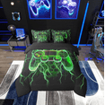thumbnail image 2 of Erosebridal Teens Video Game Bedding King Size, Gradient Green Lightning Duvet Set, Reversible 7-Piece, 2 of 5