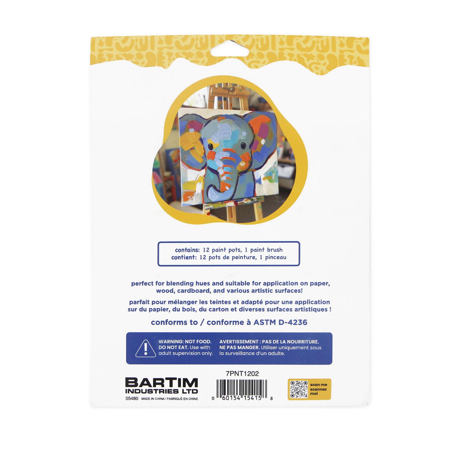 TINY HANDS acrylique Paint Set, 12 colours, Non Toxic, 6 mL (0.2 oz) each, Age 3+, Kids, Crafts, Primary