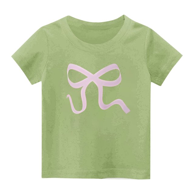 Plebaso T-Shirts Graphiques en Coton pour Filles, Col Rond, Manches Courtes, T-Shirts Décontractés d'Été, Jolis Hauts pour Enfants Filles
