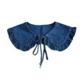 thumbnail image 2 of EIGTHTAIL Fake Collar - Solid Color Ruffle Trim Lace-up False Collar Dress Shirt Collar Insert Removable Denim False Collar, 2 of 8
