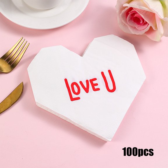 Serviettes en Papier pour la Saint-Valentin, Décoratives Festives, Motifs Jetables, Lot de 5 100 Feuilles, Centres de Table, Fournitures de Fête Romantique, Serviettes d'Invité de Mariage, Vaisselle Élégante Hzhnb