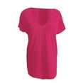 thumbnail image 4 of Yubnlvae T-Shirt Décontracté à Poche à Manches Courtes pour Femmes, T-Shirt Décontracté à la Mode pour Femmes Uni avec Poche, Liquidation! Uni, Col Rond, Rose Vif, m, 4 of 4