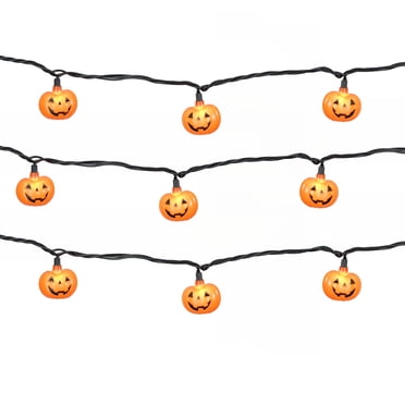 Way to Celebrate Halloween 10-Count Orange Pumpkin Incandescent String Lights, Indoor/Outdoor